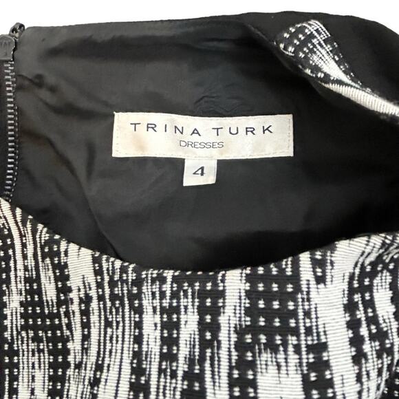 Trina Turk Dress Womens Size 4 Black White Mini Sheath Sleeveless Classic Chic - Picture 5 of 12